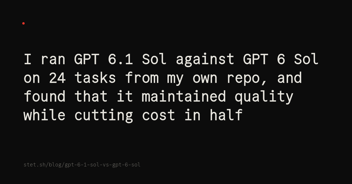 I ran Sol 6 vs. 6.1 on tasks from my own repo. It's cheaper and at least as good